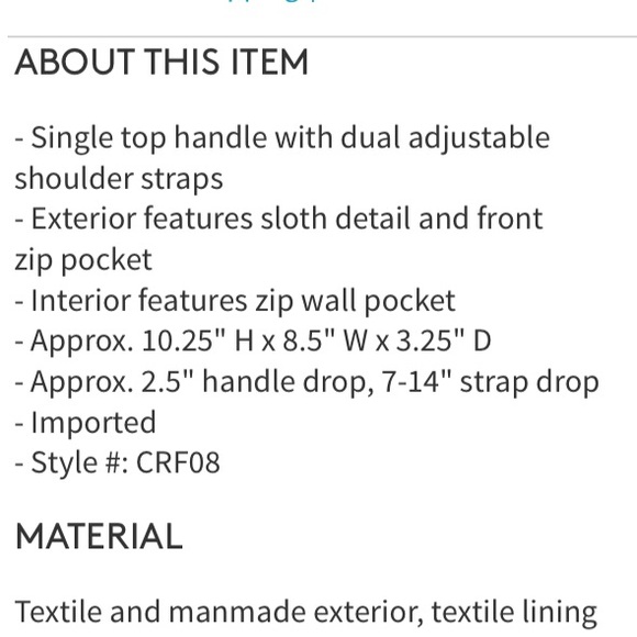 *Clearance*New w/tags Sloth mini backpack - Picture 7 of 7